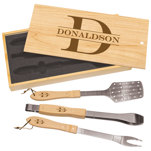 3-Piece BBQ Set in Pine Box - Halstead