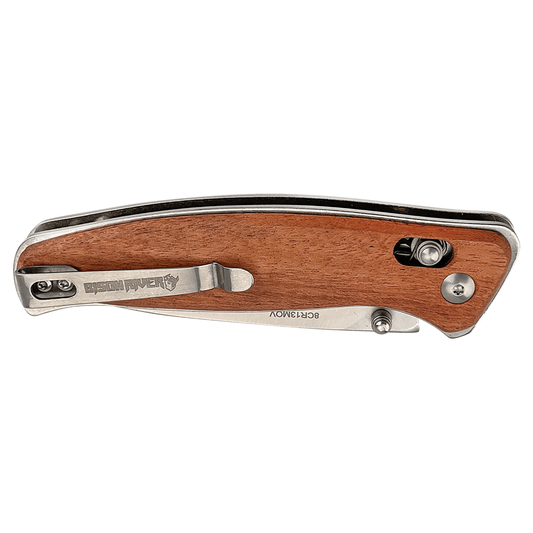 Bison River 4.5" Wood Button Lock Folding Knife - Halstead