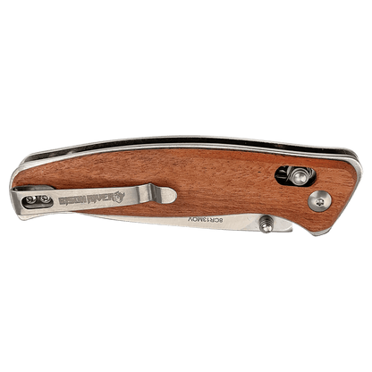 Bison River 4.5" Wood Button Lock Folding Knife - Halstead