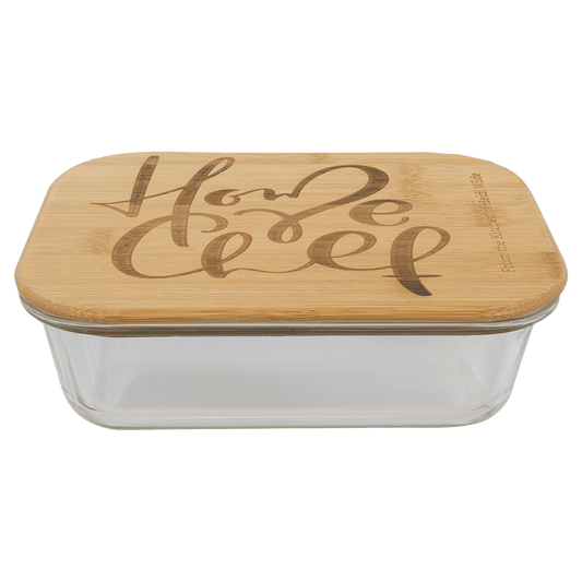 35oz Rectangle Glass Container with Bamboo Lid - Halstead