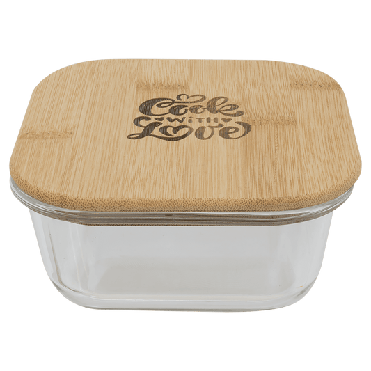 18oz Square Glass Container with Bamboo Lid - Halstead