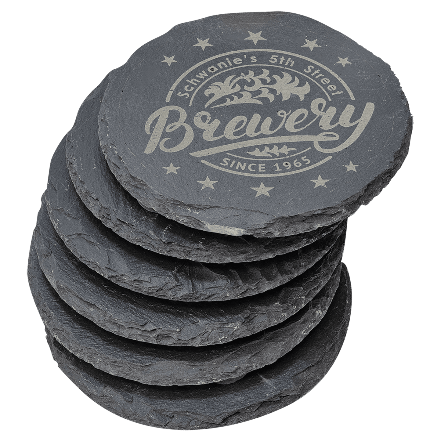 4" Round Slate Coaster 6 Piece Set - Halstead